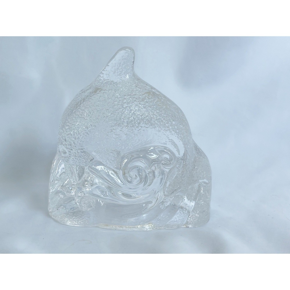 Vintage PartyLite Dolphin Clear Glass Tea Light Candle Holder Ocean Fish Retired